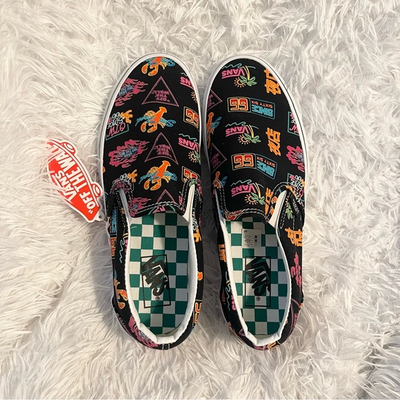 Rare Vans Market Black/ Neon Slip On seafood lobster Chinese characters sneakers - Picture 2 of 10
